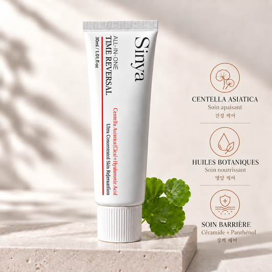 Présentation du tube Sinya à la centella asiatica et à l’acide hyaluronique